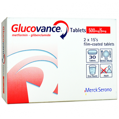 Glucovance 500 / 5 mg ( Metformin / Glyburide ) 30 film-coated tablets